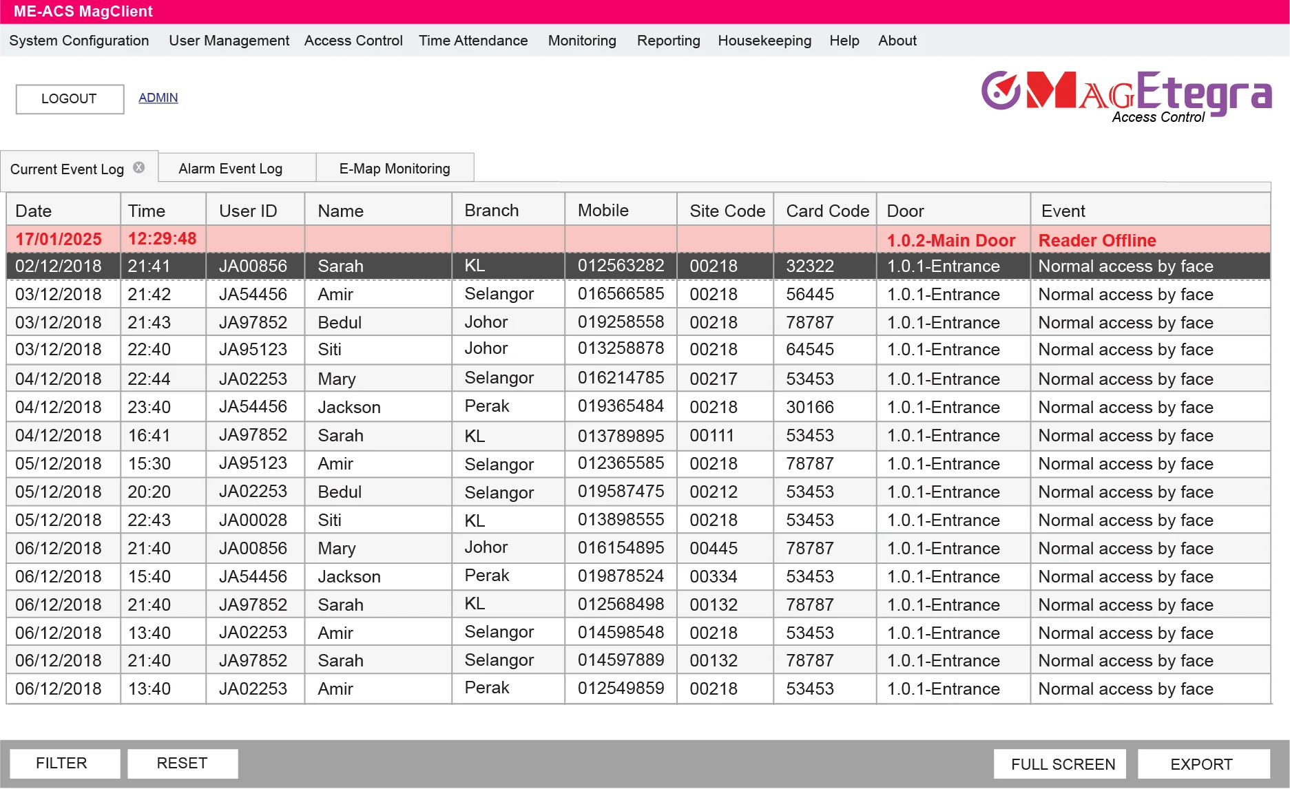 Real Time Reader Status Monitoring with ME ACS 7.2.1 01