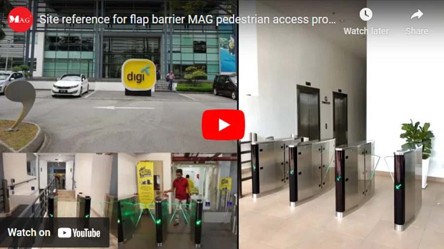 Site reference for flap barrier MAG pedestrian access products