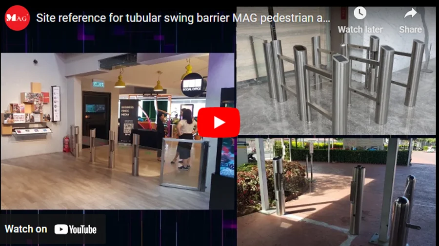 Site reference for tubular swing barrier MAG pedestrian access products