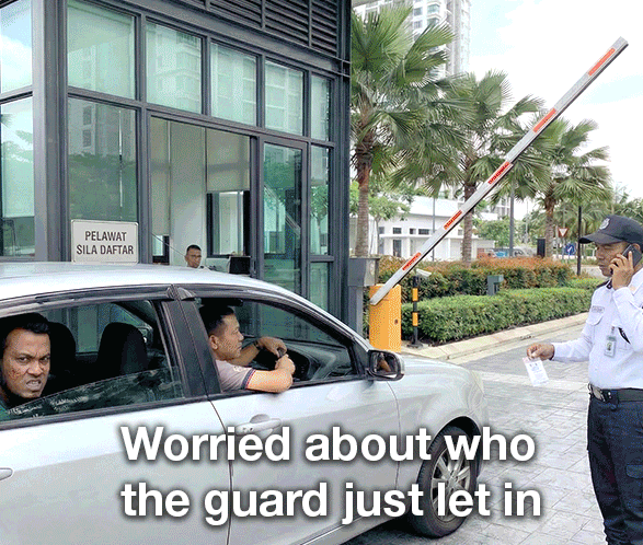 The barrier gate opens Mobile